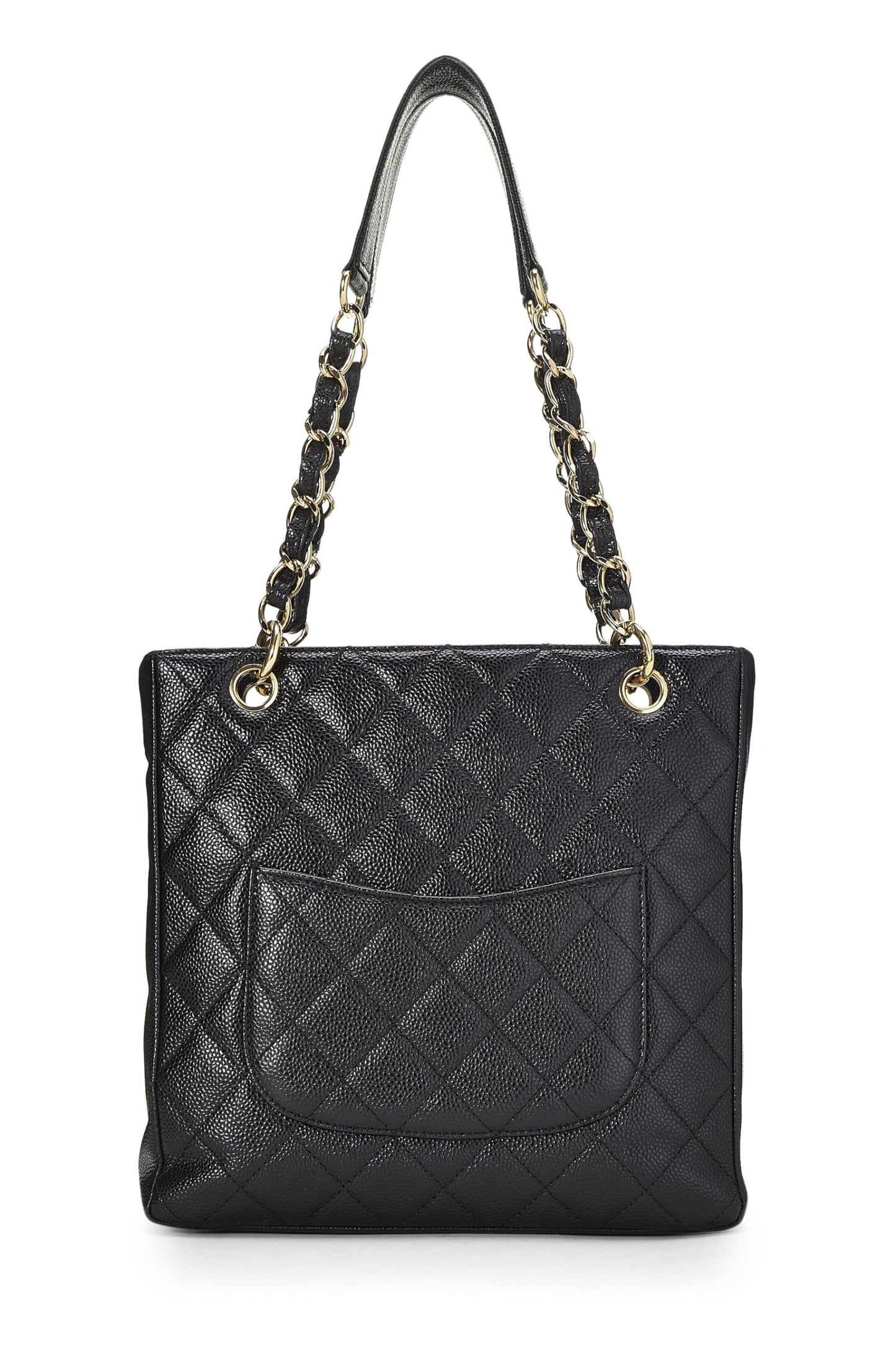 Chanel, Bolso shopping Petite de caviar acolchado negro Pre-Loved (PST), Negro