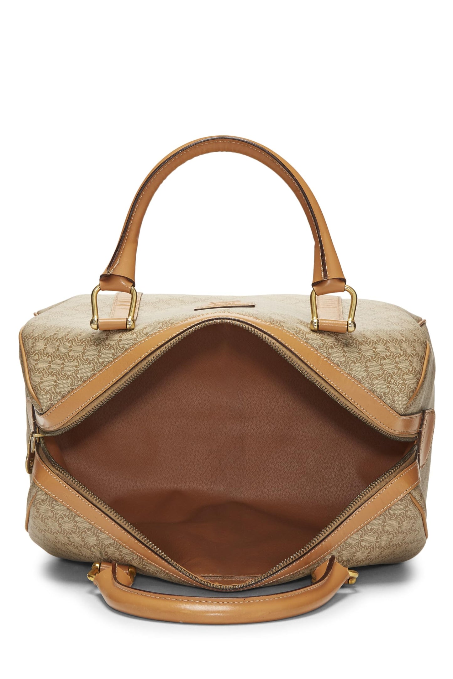 Céline, sac à main en toile enduite beige Macadam d'occasion, beige