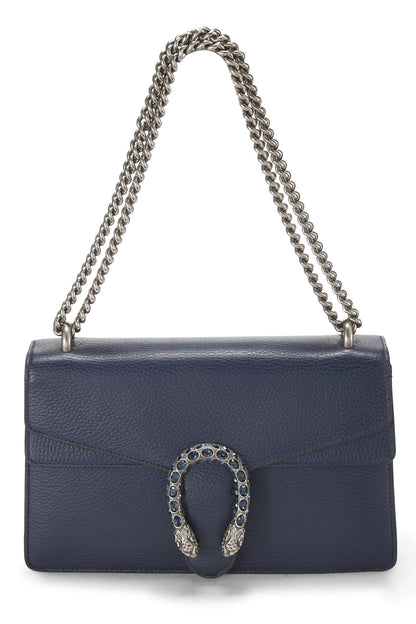 Gucci, sac à bandoulière Dionysus en cuir bleu marine d'occasion, petit modèle, bleu marine