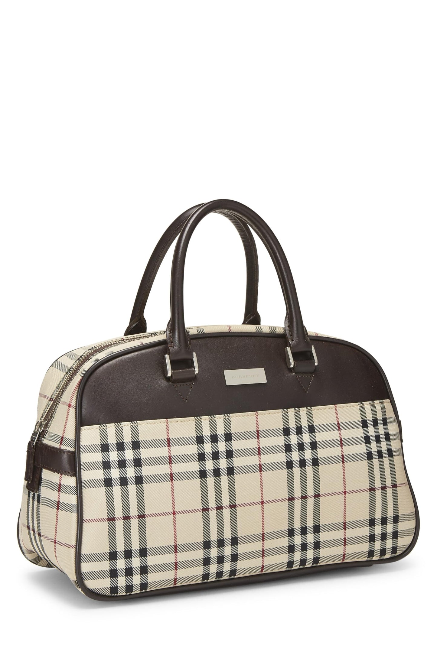 Burberry, sac à main bowler marron House Check de taille moyenne, d'occasion, marron