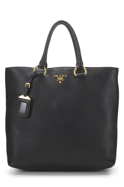 Prada, sac cabas convertible Vitello Daino Phenix d'occasion, noir