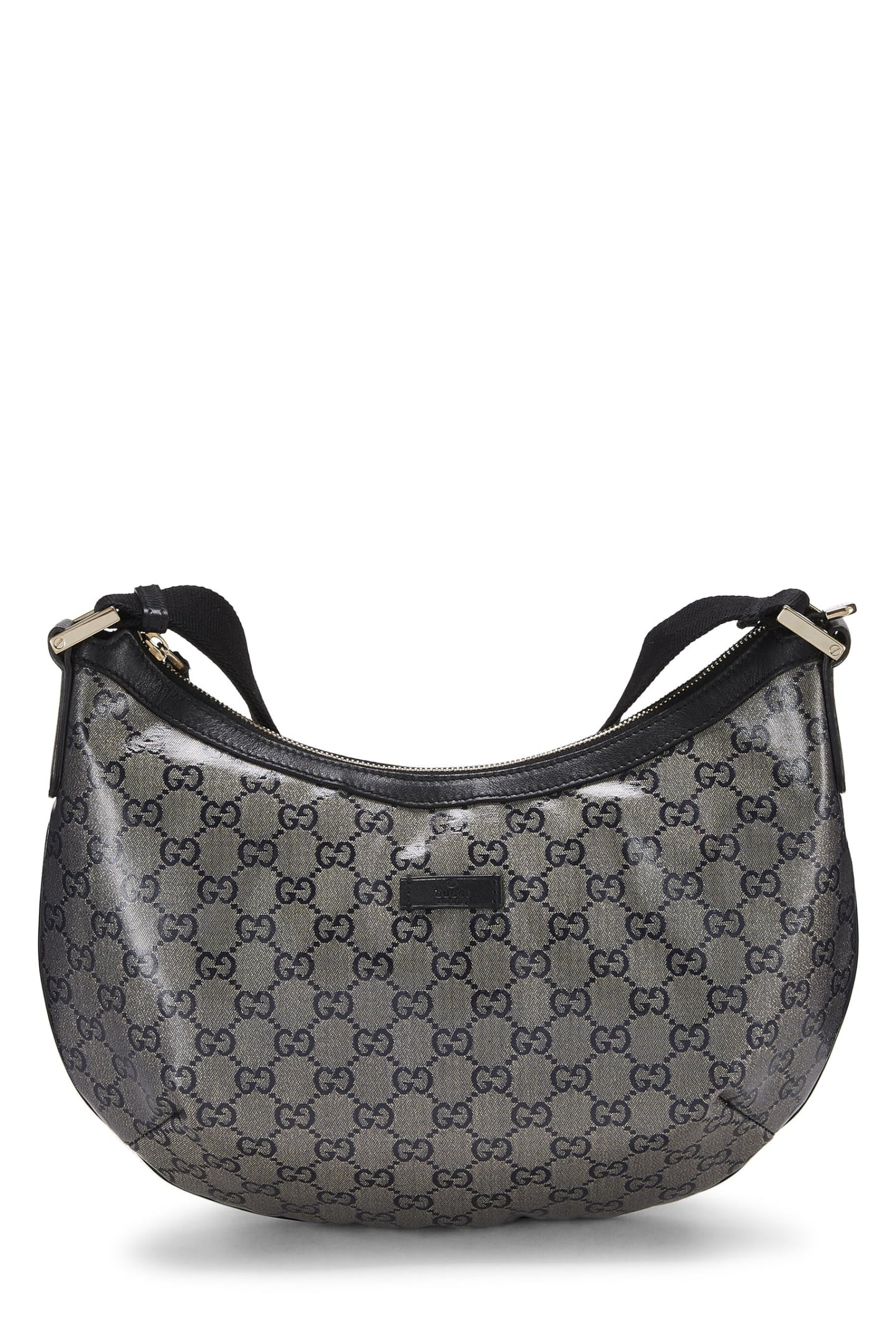 Gucci, sac messager rond en toile noire avec cristaux, d'occasion, noir