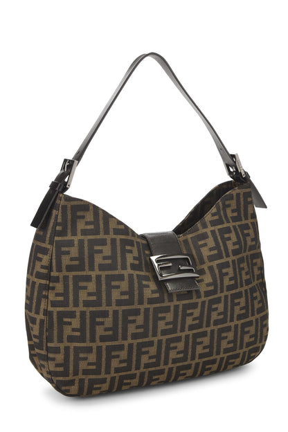 Fendi, sac à bandoulière en toile marron Zucca d'occasion, marron