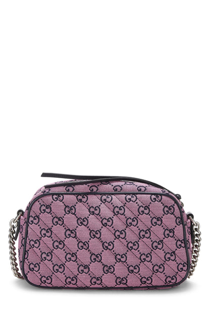 Gucci, sac à bandoulière Marmont en toile GG rose d'occasion, petit modèle, rose