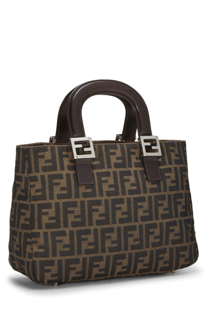 Fendi, sac à main en toile marron Zucca d'occasion, marron