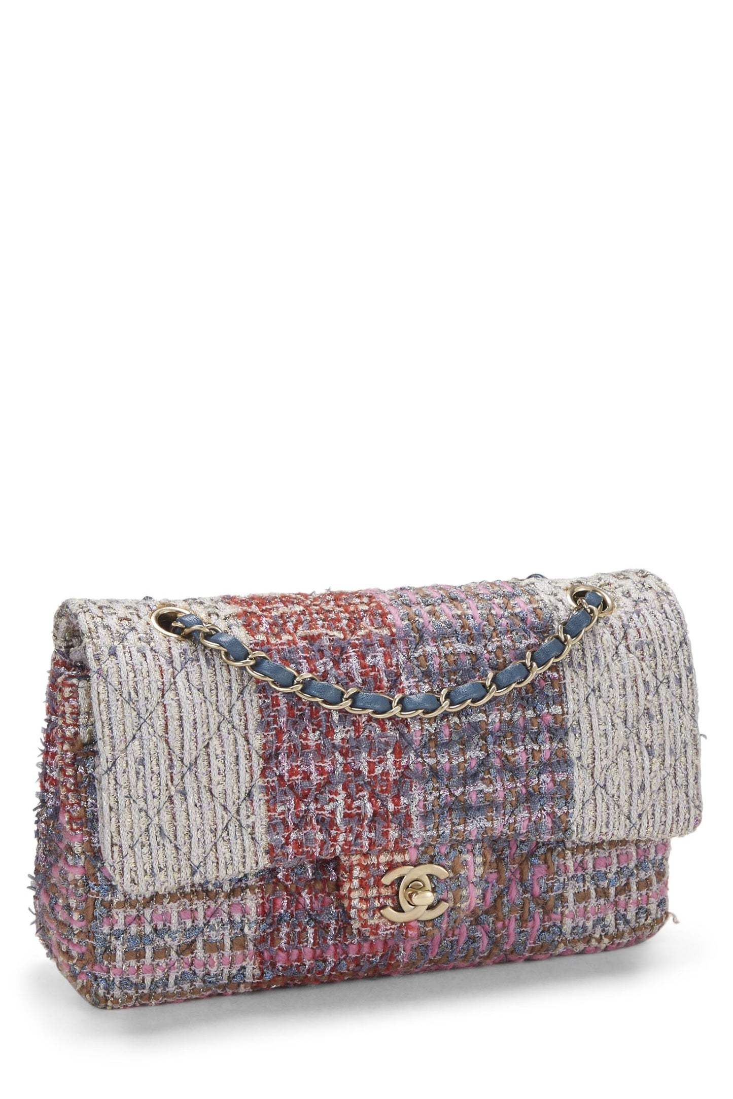 Chanel, Pre-Loved Multicolor Paneled Tweed Classic Double Flap Medium, Multi