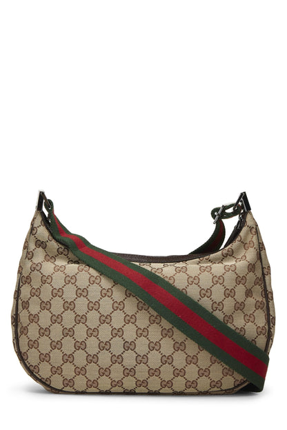 Gucci, sac messager en toile GG d'origine d'occasion, marron