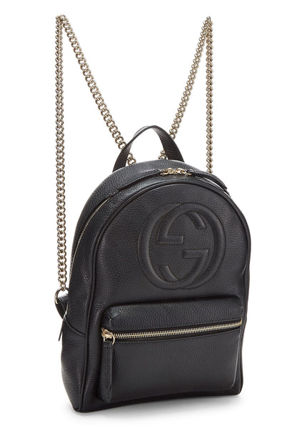 Gucci, Mochila Soho de cuero negro con cadena Pre-Loved, Negro