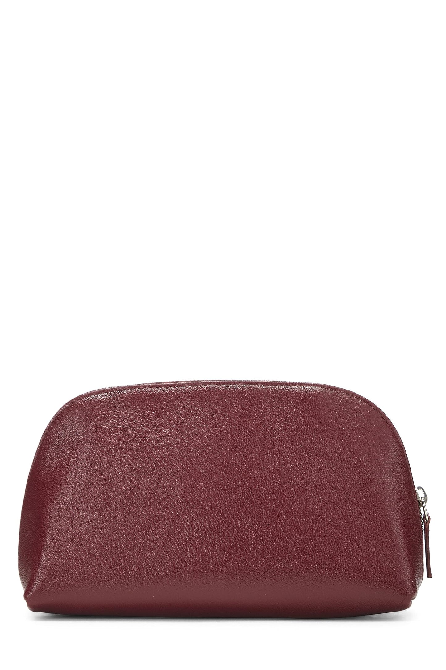 Chanel, Pre-Loved Burgundy Calfskin Cosmetic Pouch, Burgundy