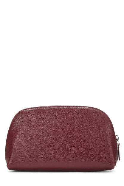 Chanel, Pre-Loved Burgundy Calfskin Cosmetic Pouch, Burgundy