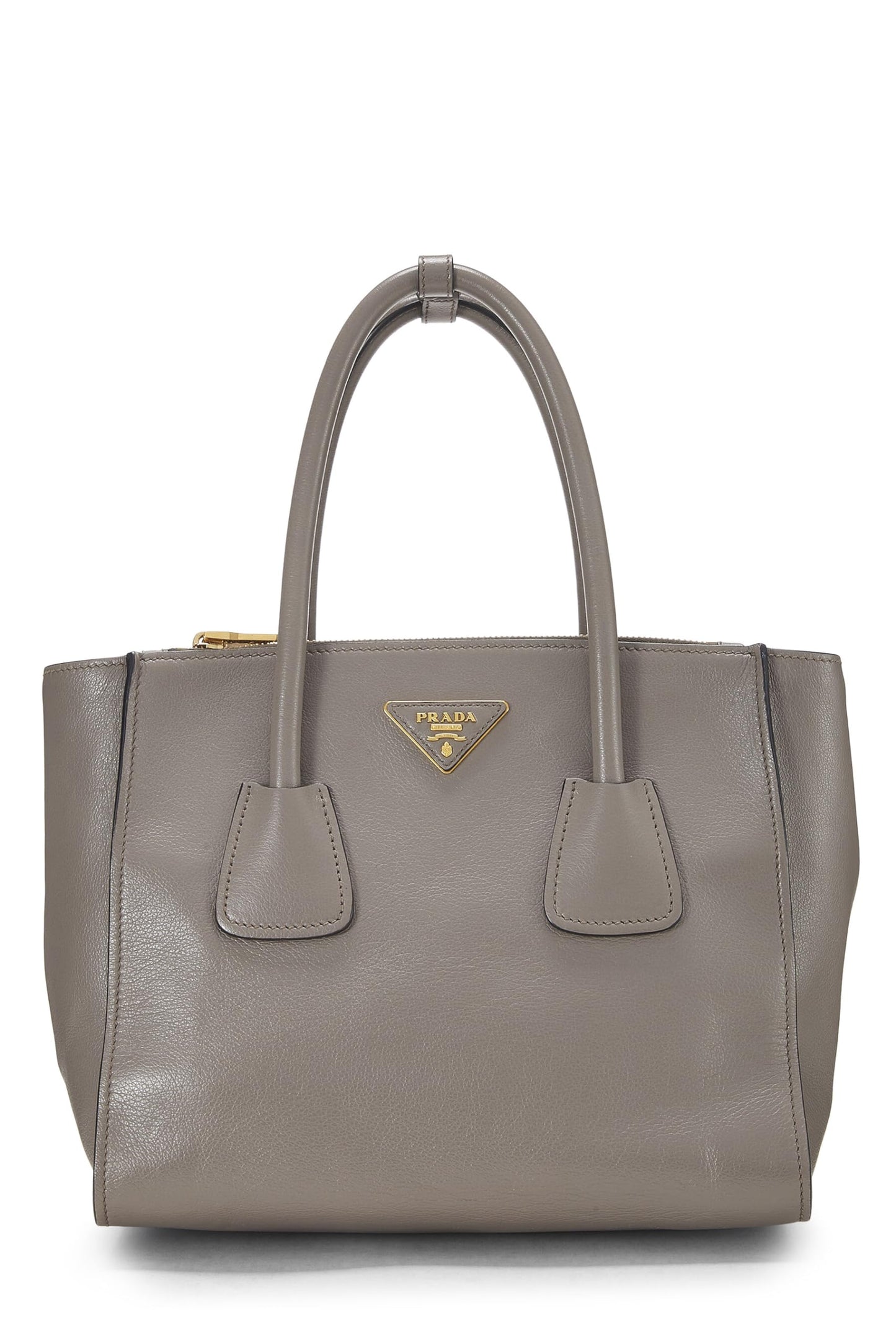 Prada, Pre-Loved Grey Calfskin Trapeze Tote, Grey