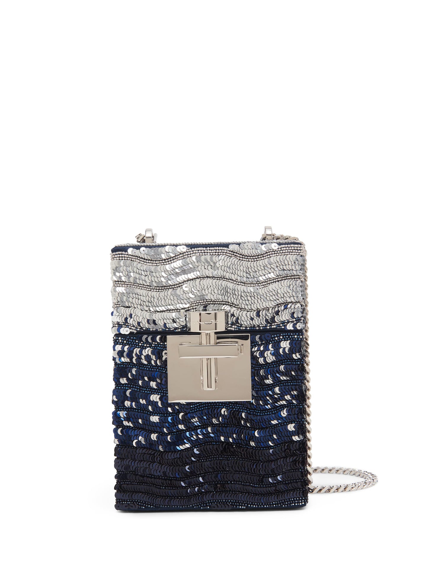 Oscar de la Renta, sac à main Alibi à sequins ombrés, argent/bleu