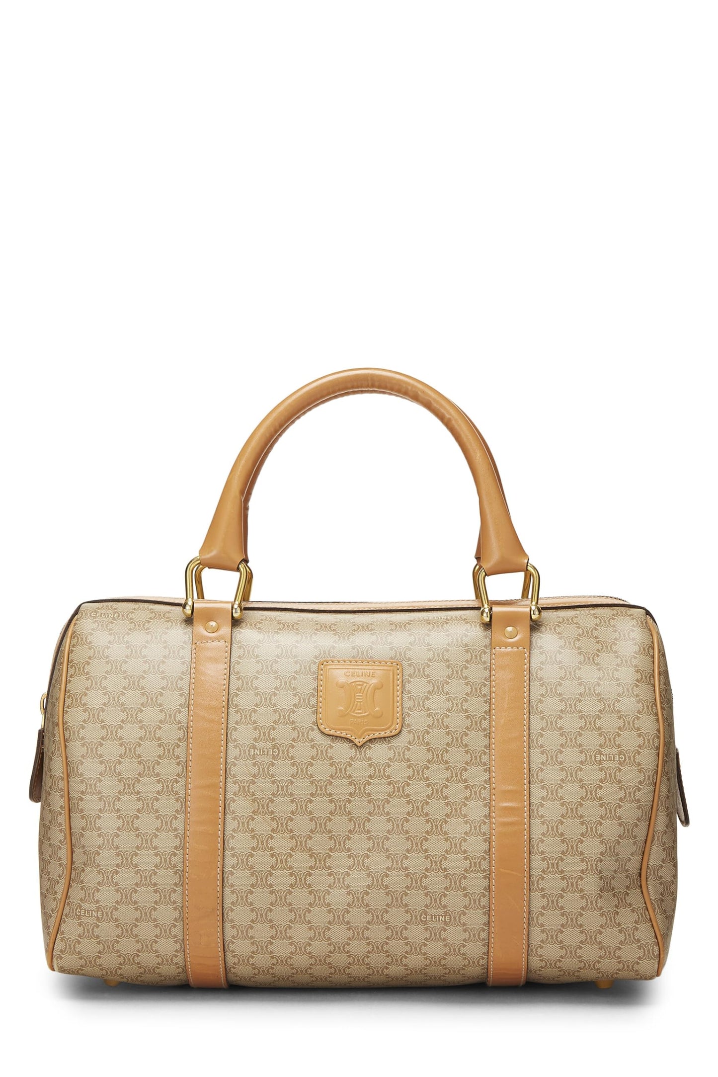 Céline, sac à main en toile enduite beige Macadam d'occasion, beige