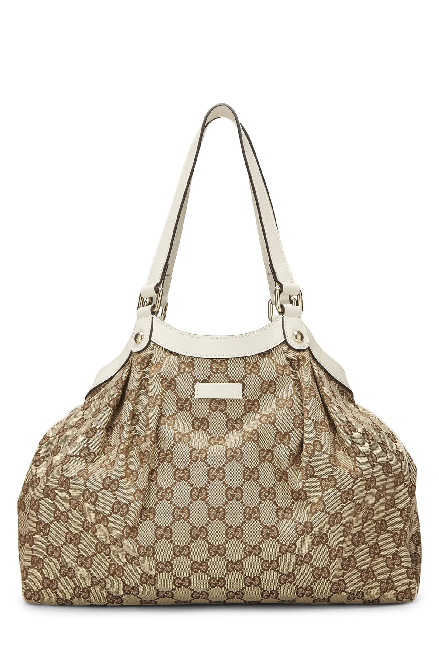 Gucci, sac fourre-tout Sukey en toile GG d'origine, crème, d'occasion, blanc