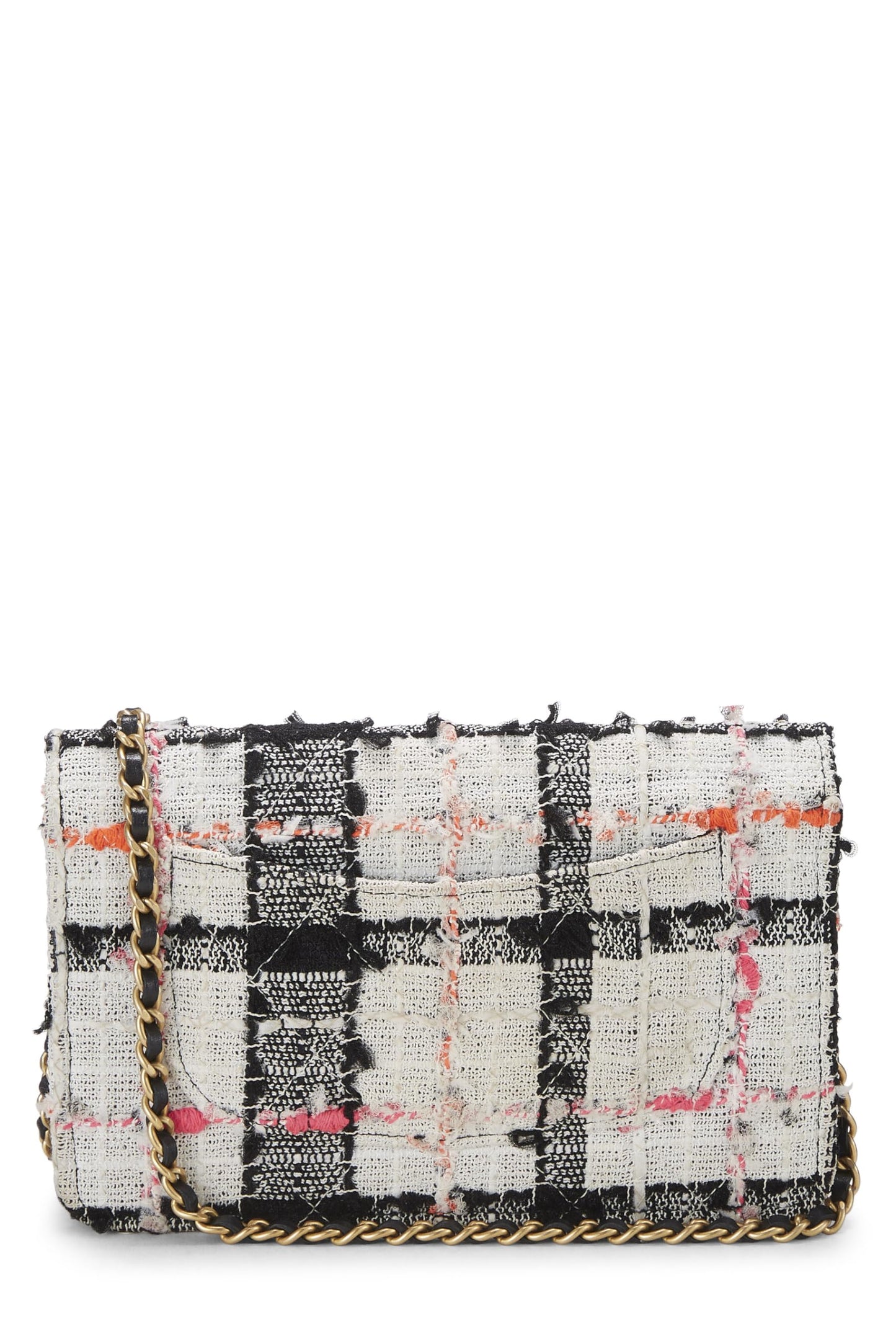 Chanel, Portefeuille à chaîne en tweed à carreaux multicolore d'occasion (WOC), Multi