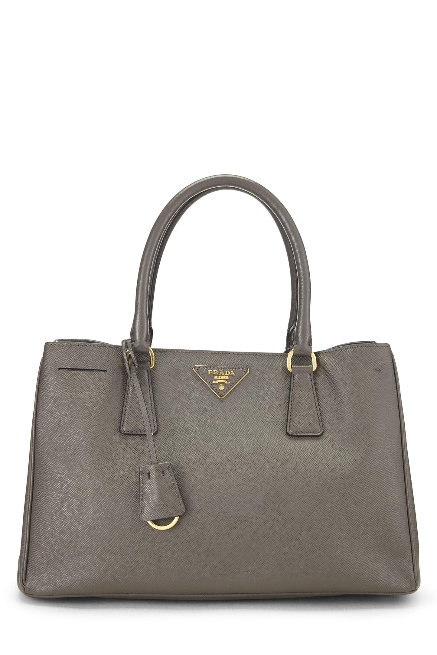 Prada, sac fourre-tout Executive Medium en saffiano gris d'occasion, gris