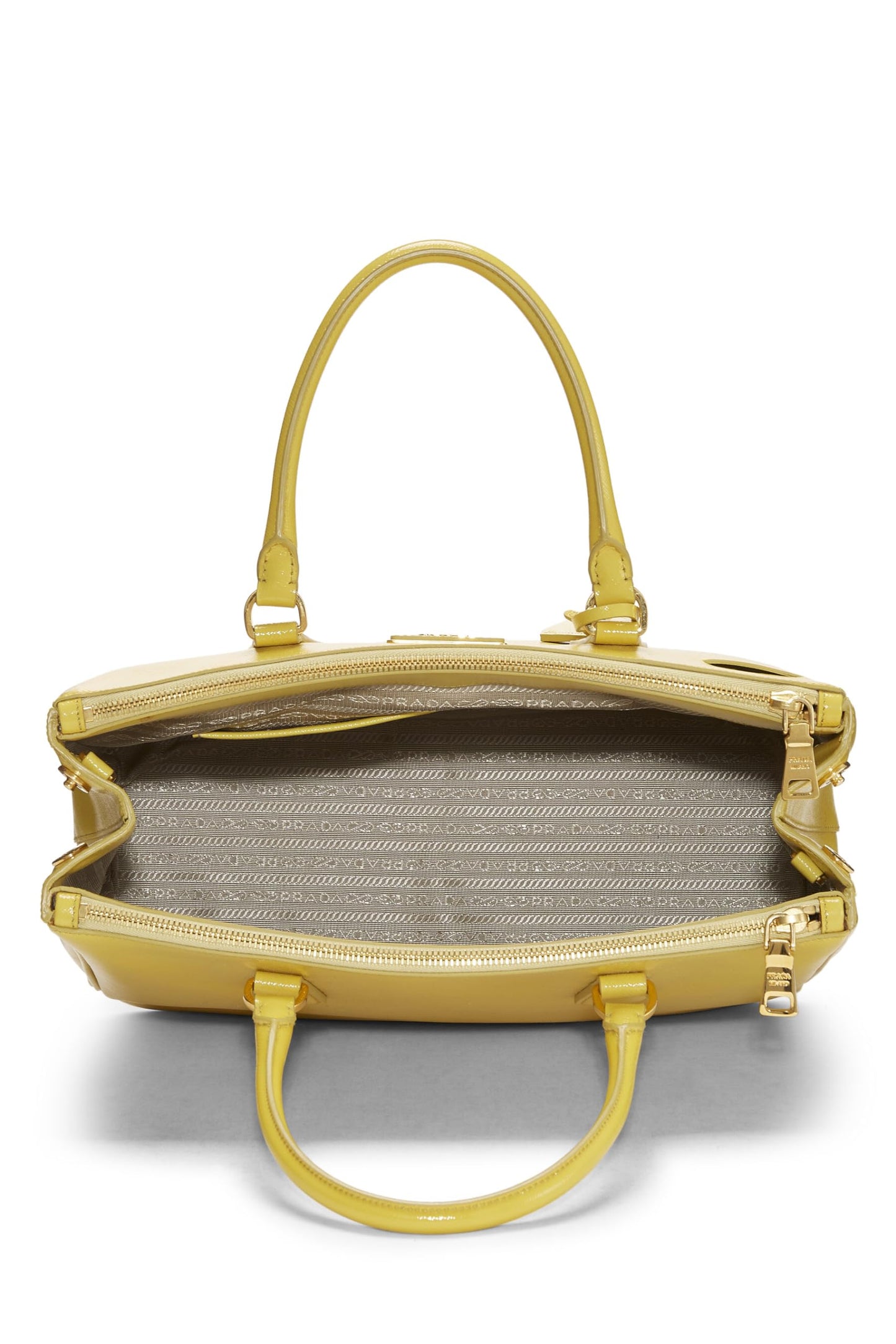 Prada, grand sac fourre-tout exécutif en saffiano jaune d'occasion, jaune