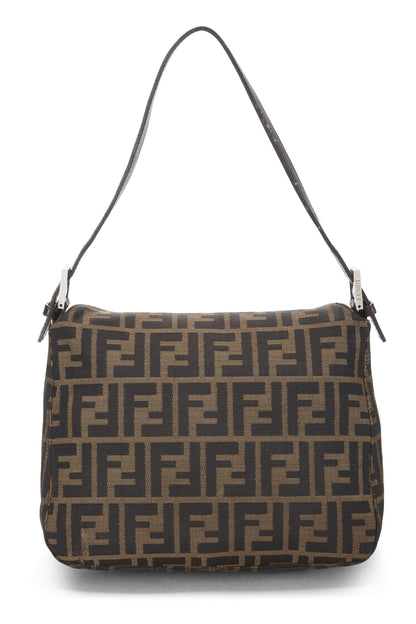 Fendi, sac à bandoulière en toile marron Zucca d'occasion, marron