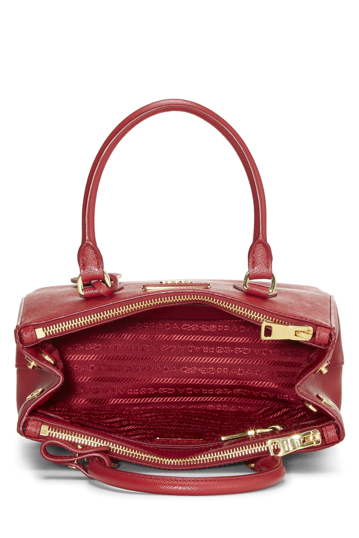 Prada, sac fourre-tout Galleria rouge Saffiano d'occasion, petit modèle, rouge