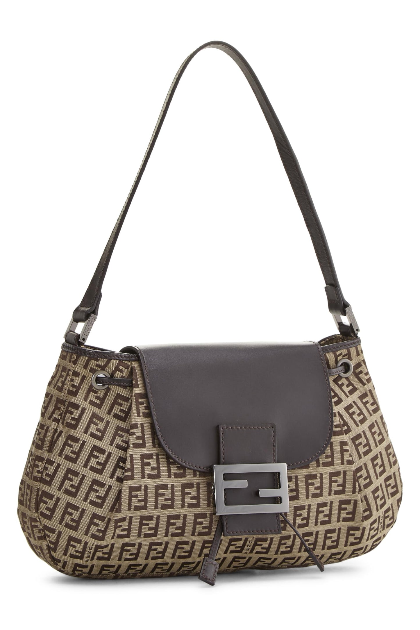 Fendi, Bolso de hombro de lona de calabacín marrón Pre-Loved, Marrón