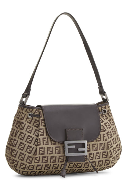 Fendi, sac à bandoulière en toile marron Zucchino d'occasion, marron