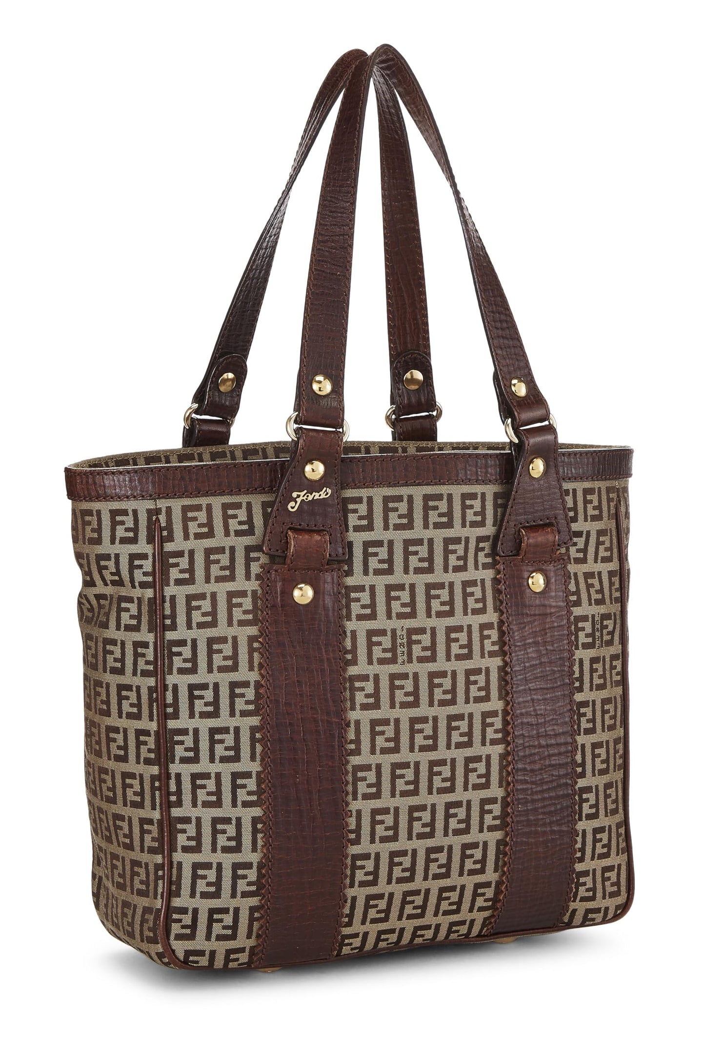 Fendi, Pre-Loved Brown Zucchino Canvas Tote Small, Brown