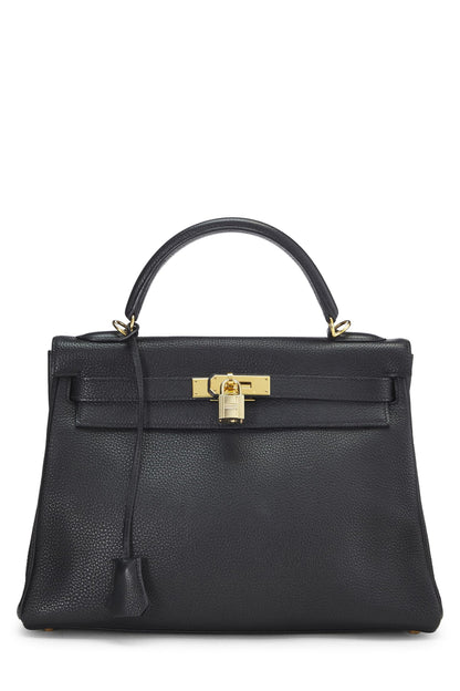 Hermès, Pre-Loved Black Togo Kelly Retourne 32, Black