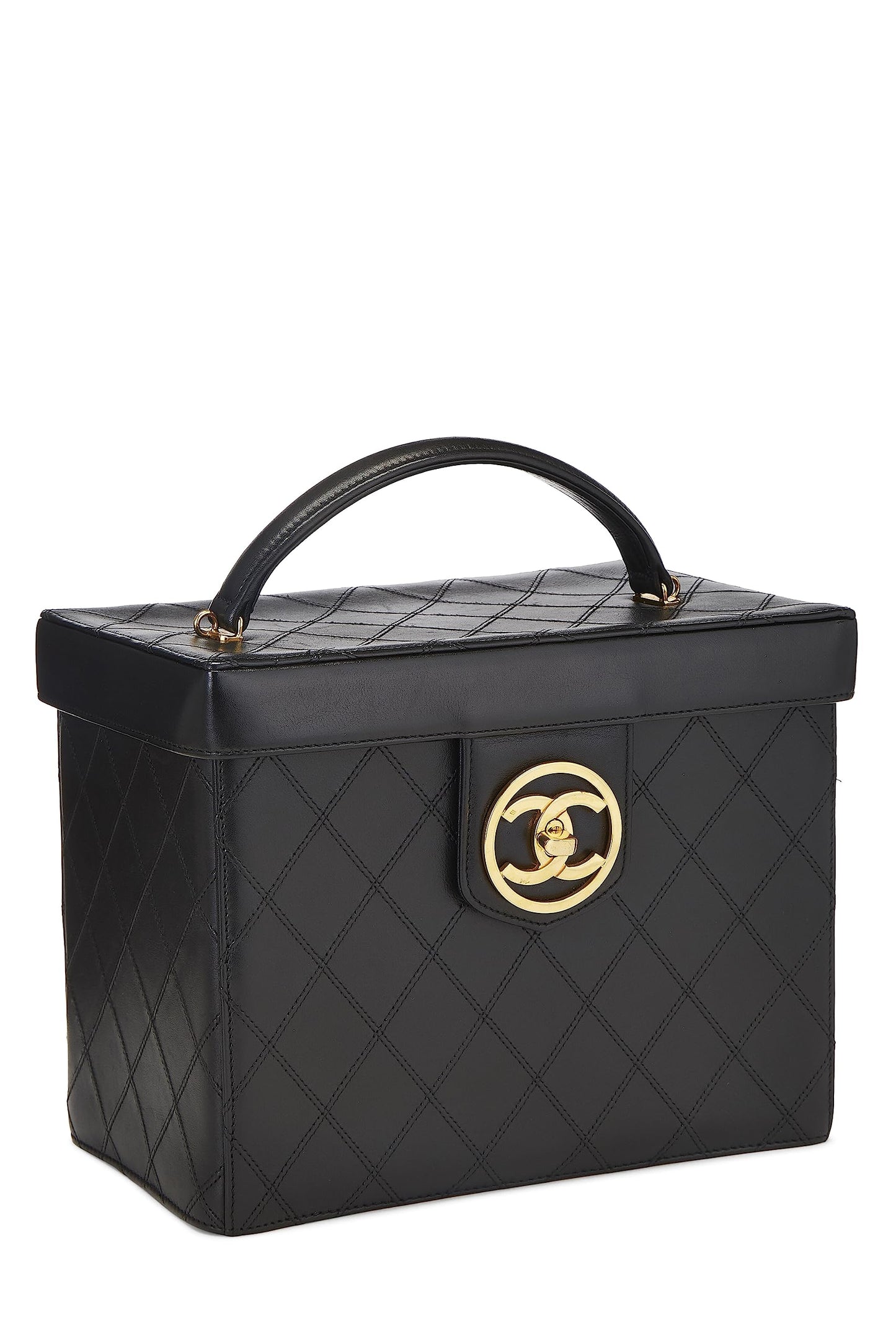 Chanel, Pre-Loved Black Lambskin Circle 'CC' Vanity Large, Black