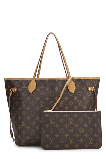 Louis Vuitton, Neverfull MM NM en toile monogram rose d'occasion, rose