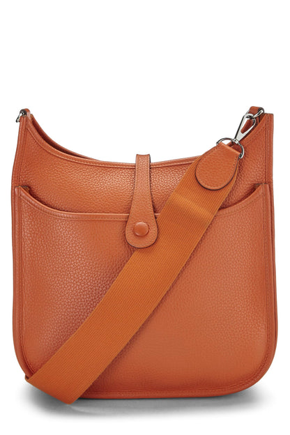 Hermès, Pre-Loved Orange Minium Clemence Evelyne III PM, Orange