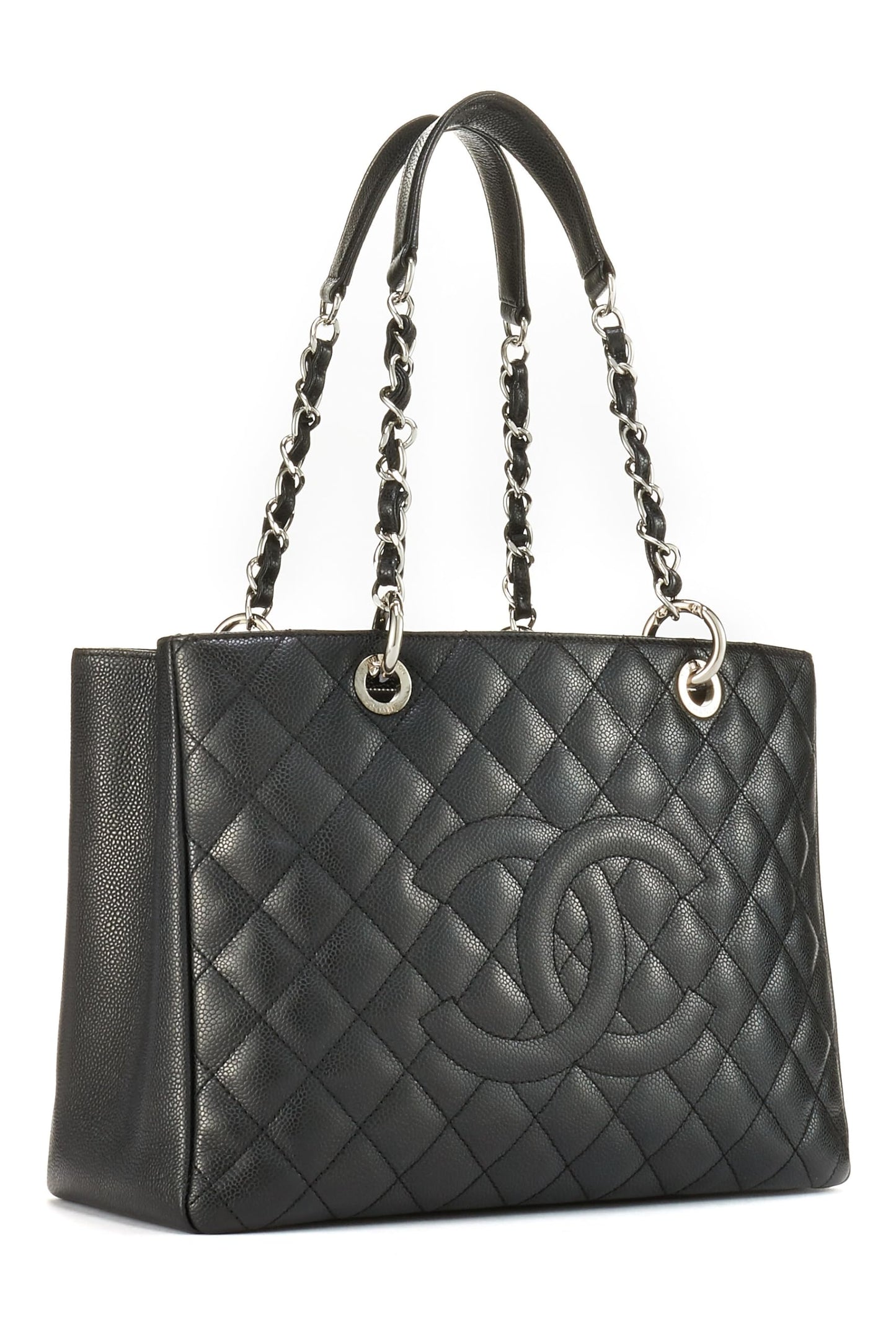 Chanel, Pre-Loved Black Quilted Caviar Grand Shopping Tote (GST), Black