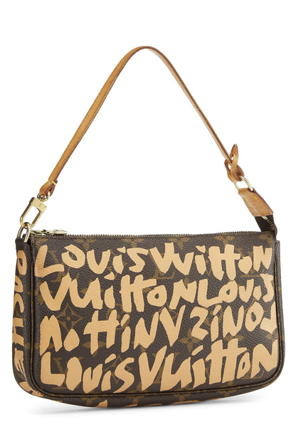 Louis Vuitton, Pré-aimé Stephen Sprouse x Louis Vuitton Beige Monogram Graffiti Pochette Accessoires, Beige