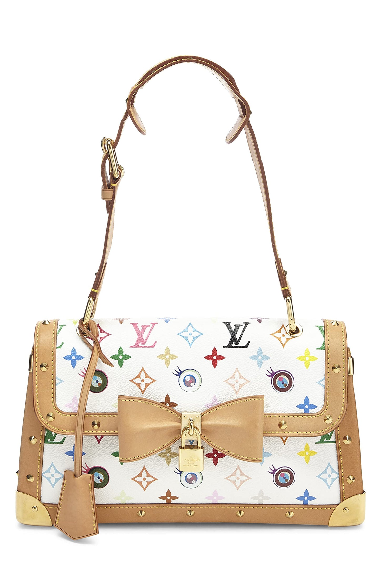 Louis Vuitton, bolso pre-amado Takashi Murakami x Louis Vuitton Eye Love de lona con monograma Eye Need You, blanco