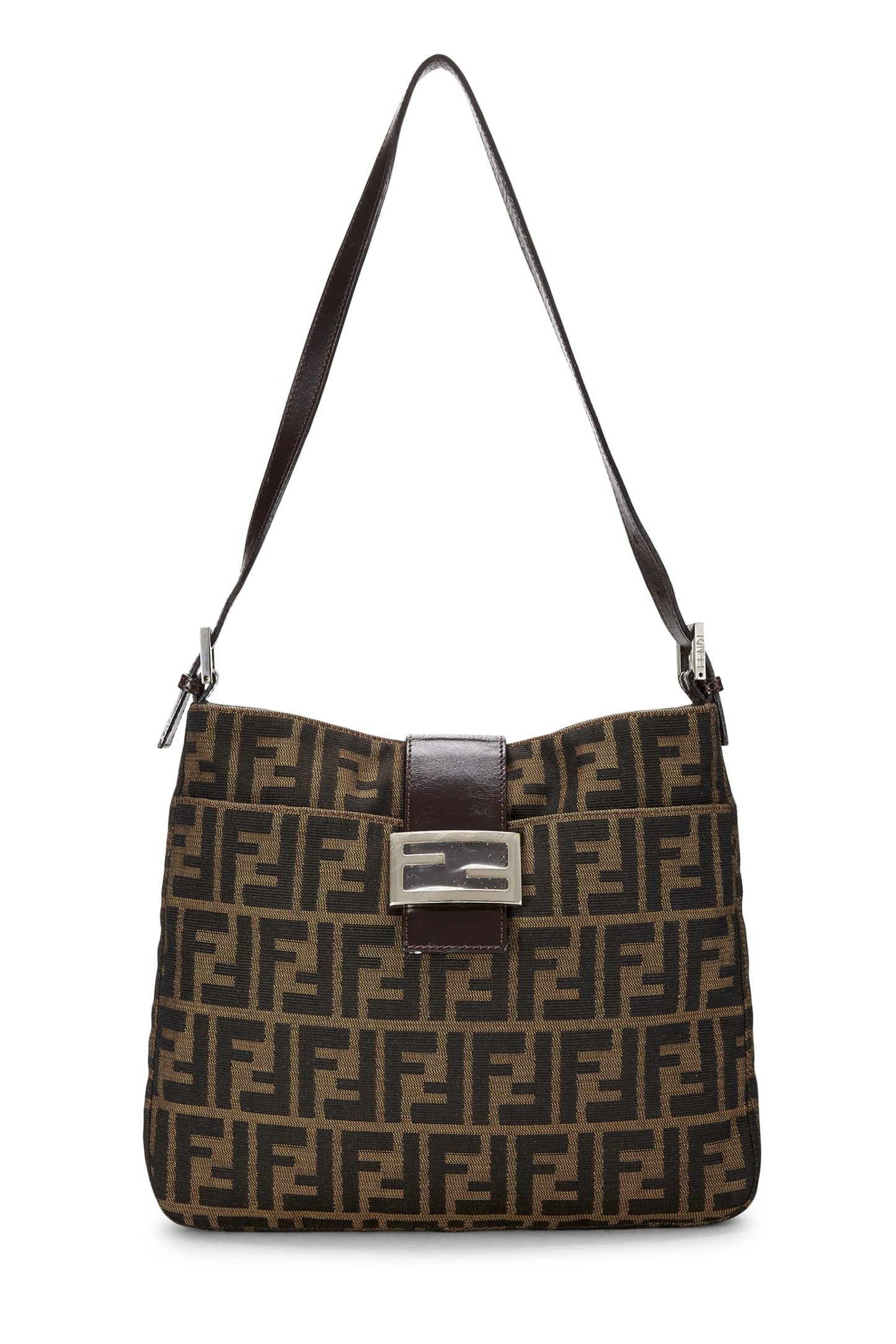 Fendi, Bolso de hombro de lona Zucca marrón Pre-Loved, Marrón