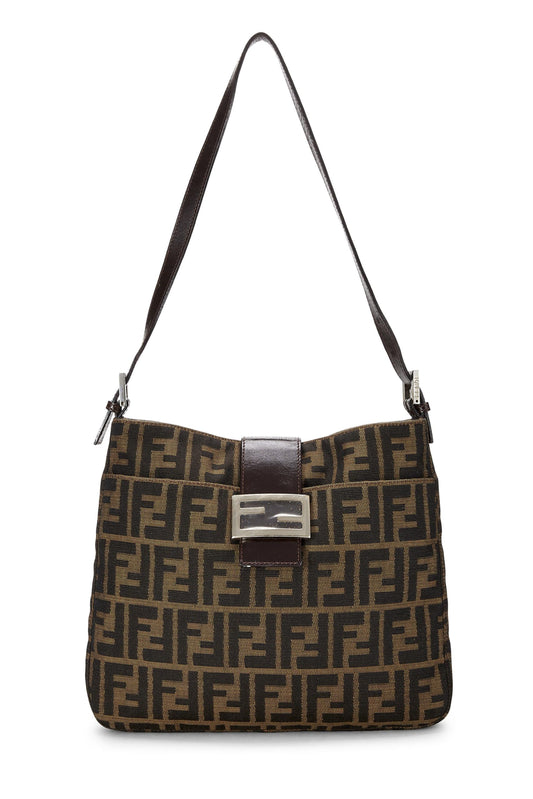 Fendi, sac à bandoulière en toile marron Zucca d'occasion, marron