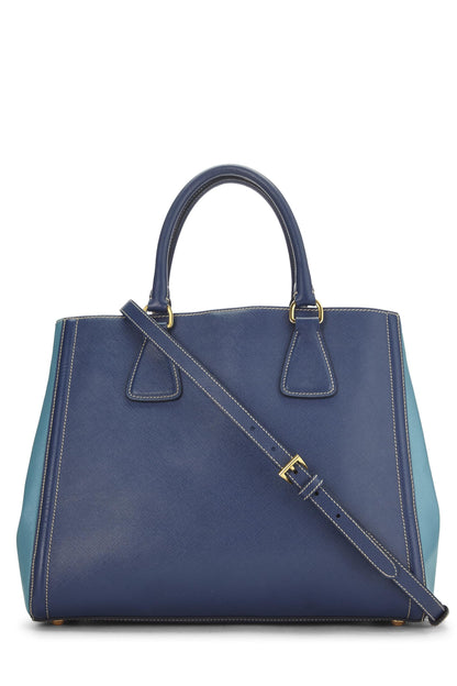 Prada, Bolso tote Saffiano bicolor azul Pre-Loved, Azul