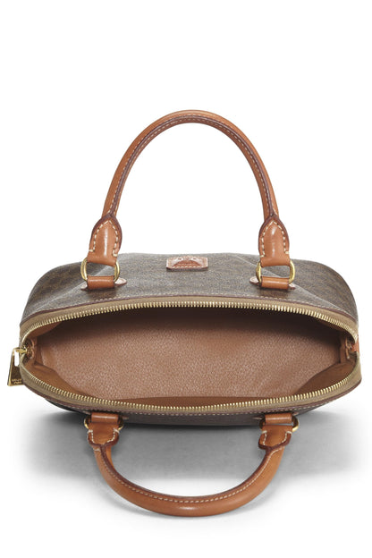 Céline, Bolso de mano de macadán de lona revestida marrón Pre-Loved, Marrón