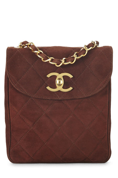 Chanel, sac à bandoulière en daim marron d'occasion, marron