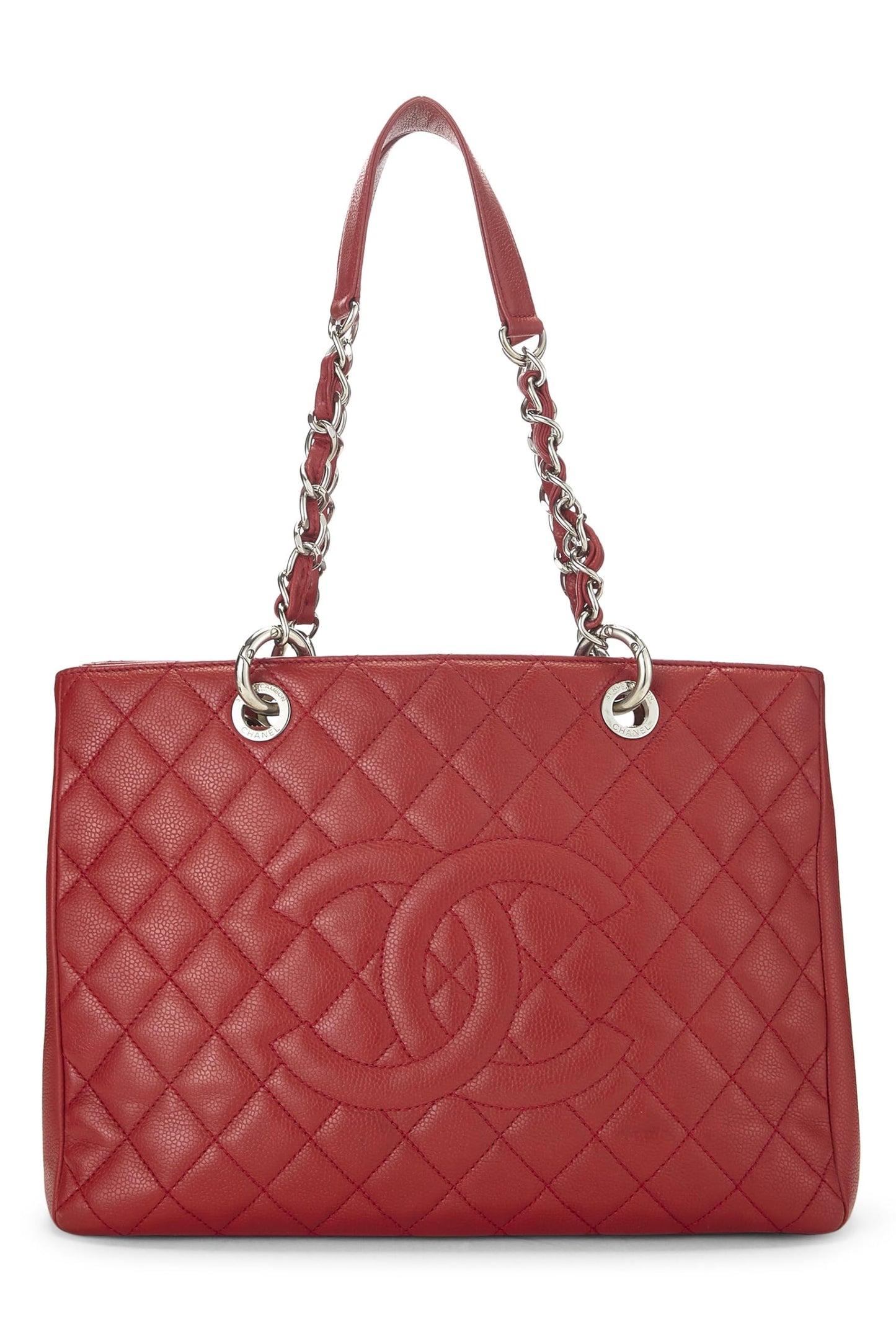 Chanel, Pre-Loved Red Caviar Grand Shopping Tote (GST), Red