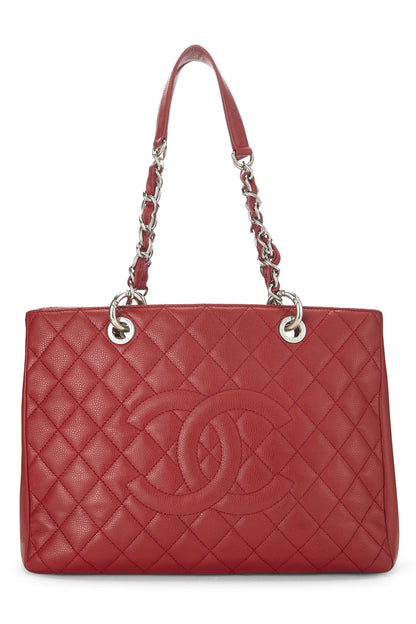 Chanel, Bolso shopping Grand de caviar rojo Pre-Loved (GST), Rojo