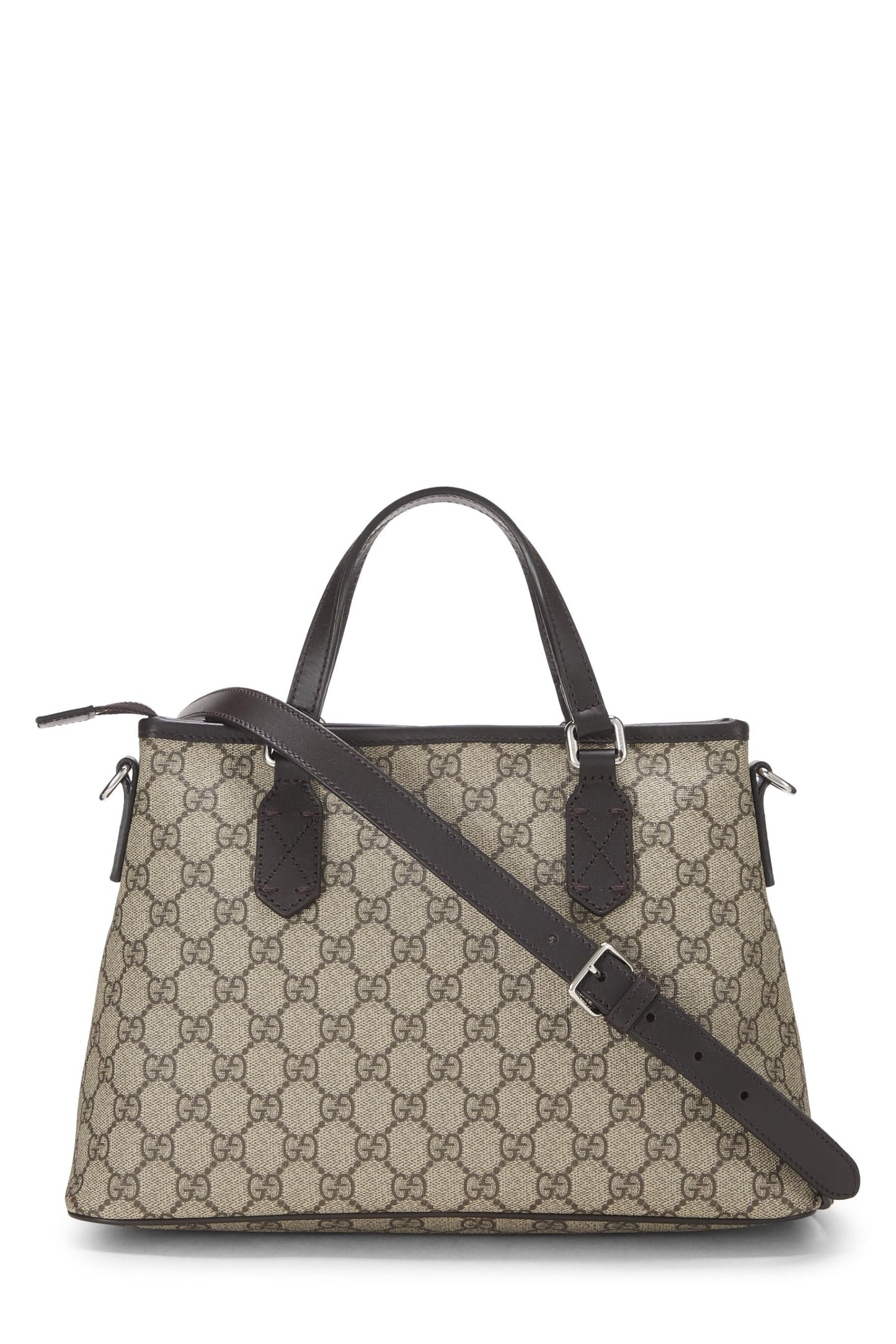 Gucci, sac fourre-tout zippé en toile GG Supreme marron d'origine d'occasion, marron