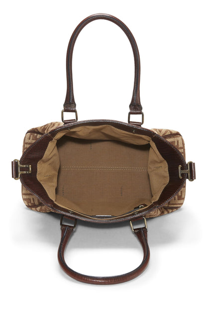 Fendi, Sac Du Jour Medium en velours marron Zucca d'occasion, marron