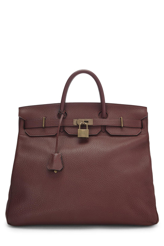 Hermès, Pre-Loved Rouge H Fjord Haut à Courroies "HAC" Birkin 45, ROUGEH