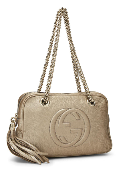 Gucci, Bolso de hombro Soho con cadena de cuero granulado dorado metalizado Pre-Loved, Dorado