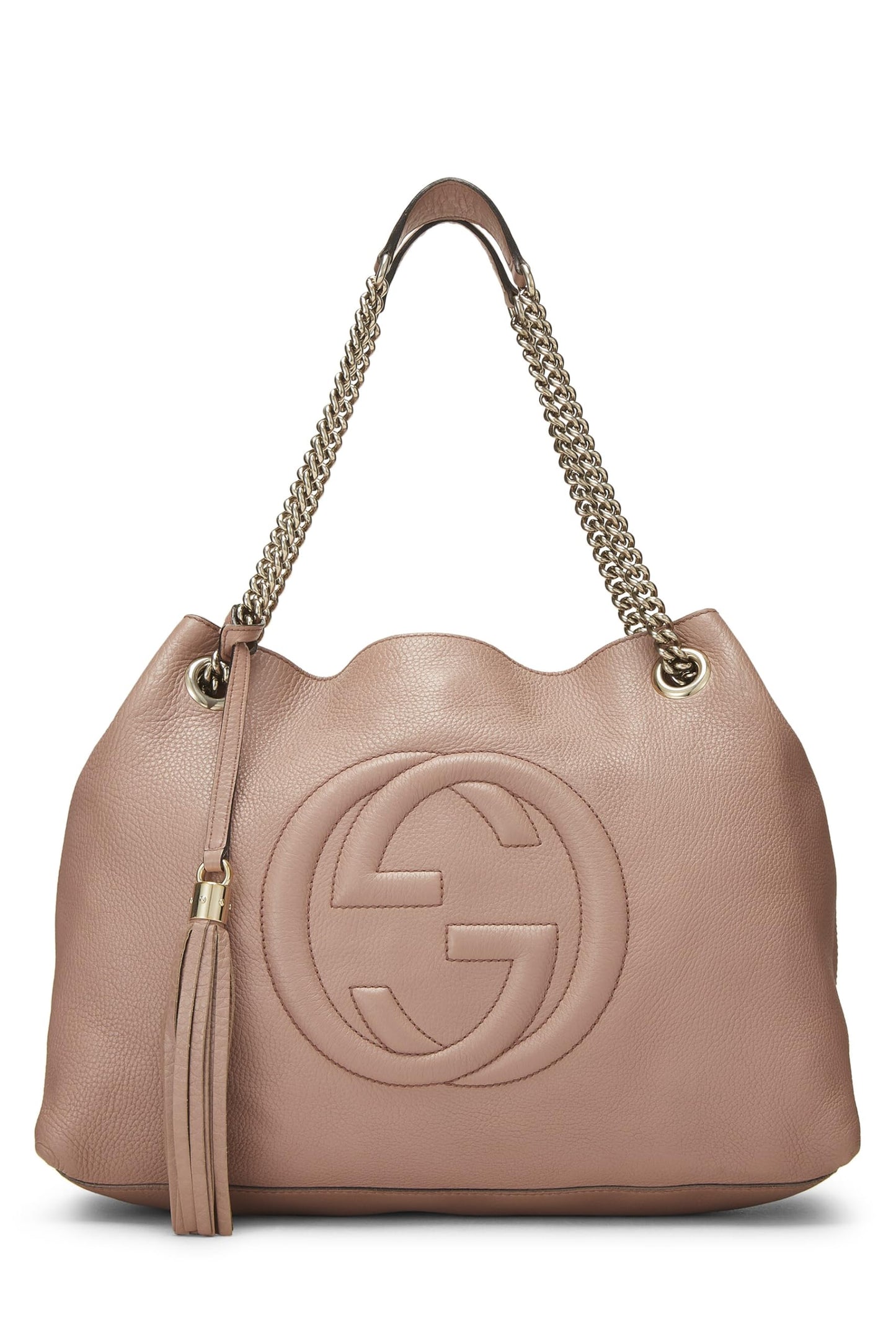 Gucci, Tote Soho de cuero rosa con cadena Pre-Loved, Beige