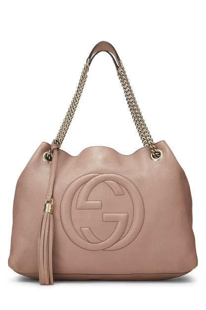 Gucci, sac fourre-tout Soho en cuir rose d'occasion, beige