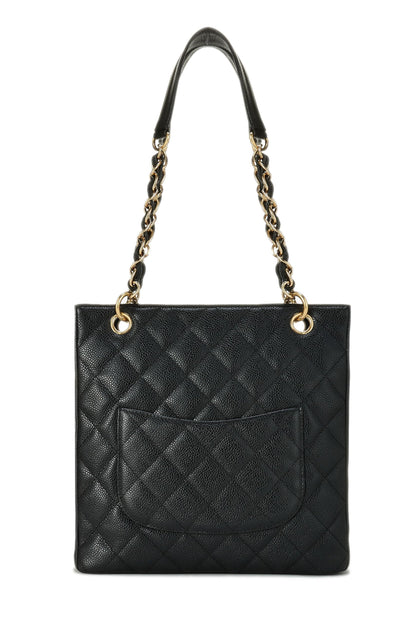 Chanel, Pre-Loved Black Quilted Caviar Petite Shopping Tote (PST), Black