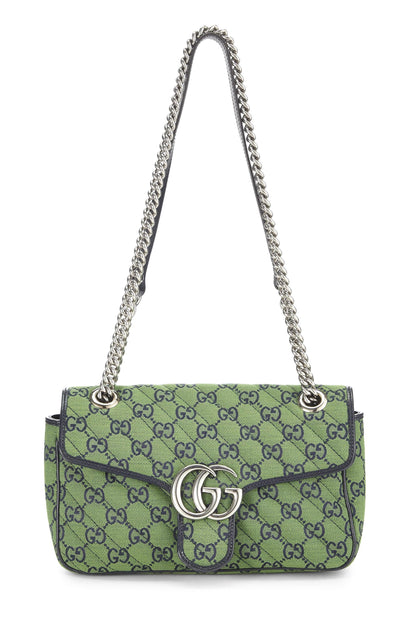 Gucci, sac à bandoulière Marmont en toile GG verte d'occasion, petit modèle, vert