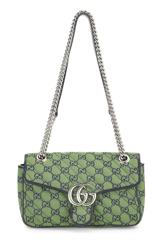 Gucci, Bolso de hombro pequeño Marmont de lona GG original verde Pre-Loved, Verde