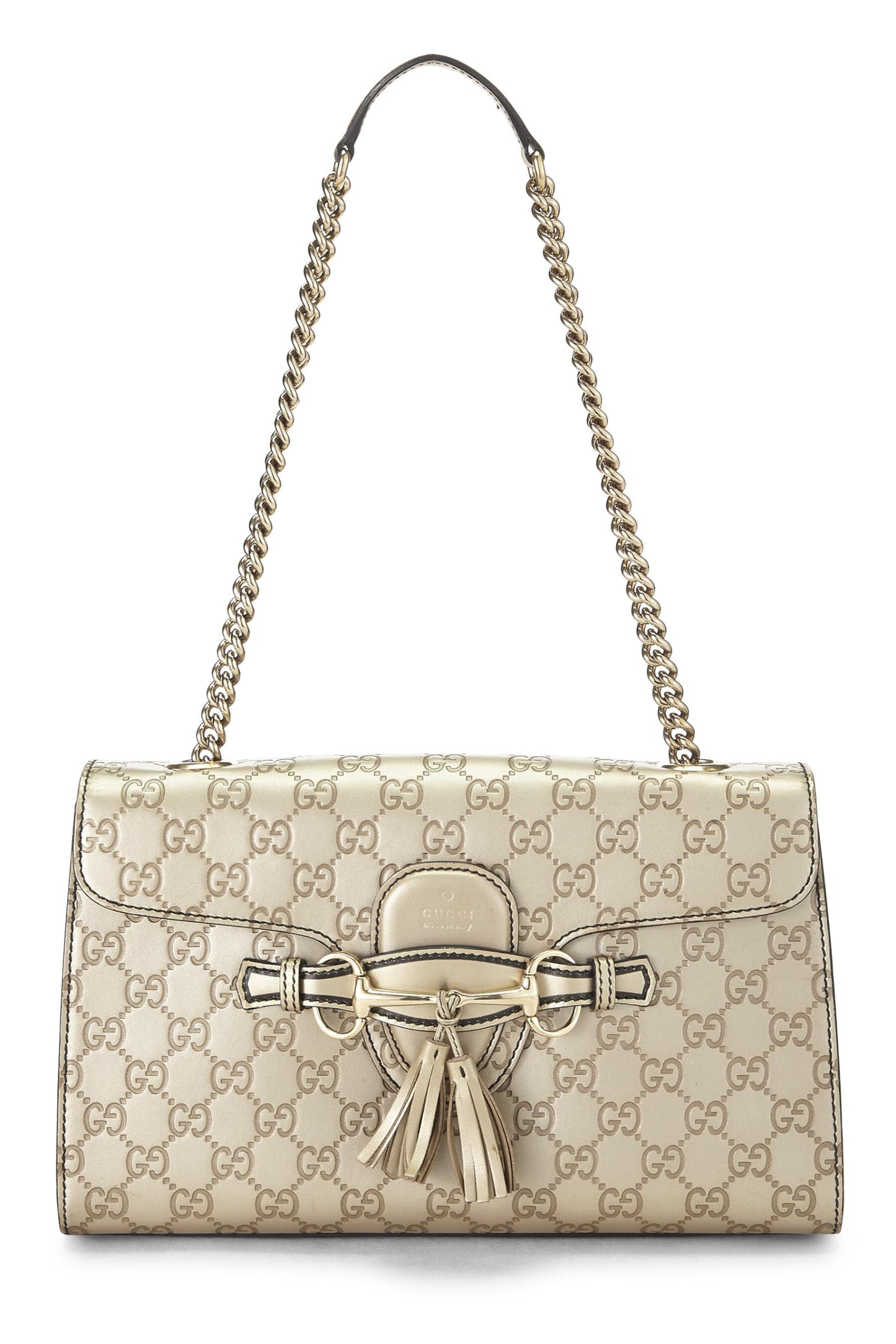 Gucci, Bolso de hombro Emily con cadena de cuero Microguccissima dorado Pre-Loved, Dorado